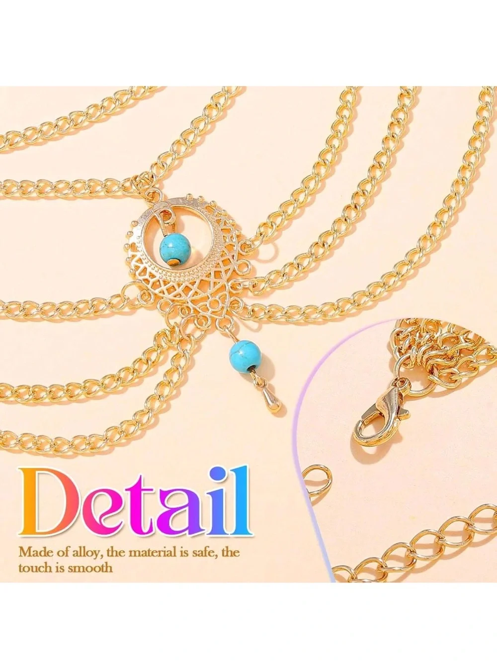 Anthropologie Gold Multi‑Strand Bracelet with Turquoise Beads